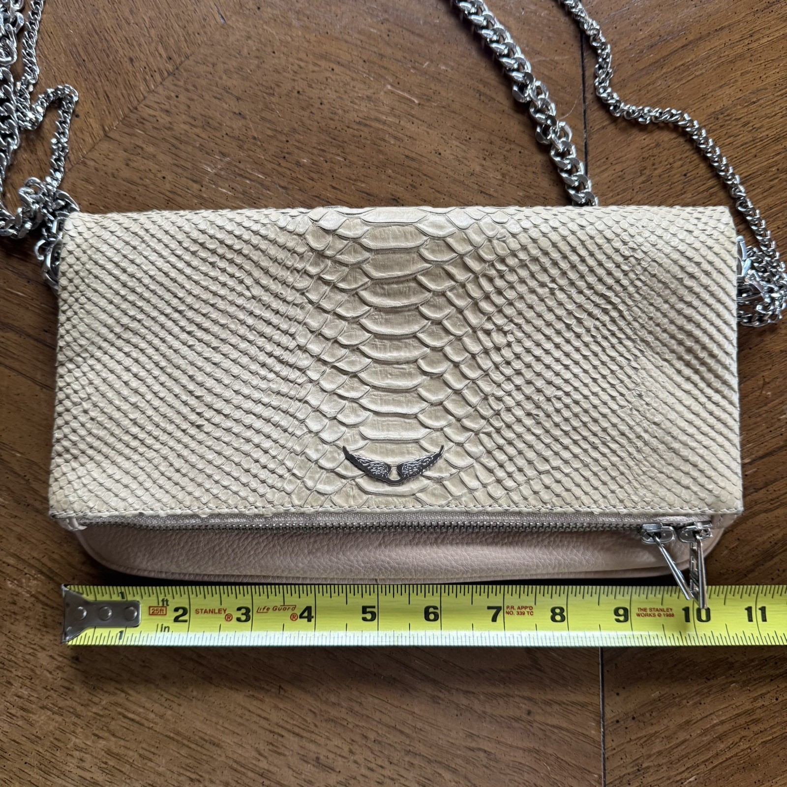 Zadig & Voltaire Rock Savage Flash Embossed Leather Clutch Python Magnetic 10x5” — image 23