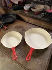 Vintage Griswold Cast Iron Skillet No 8 Red Cream Enamel Plus Number 5