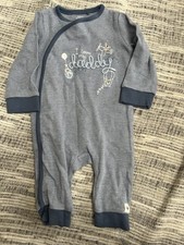 F&F baby boys blue stripe I love daddy baby grow sleepsuit 0-3