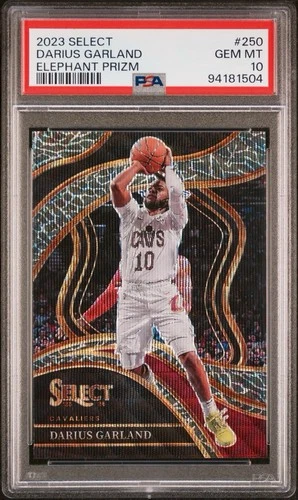 2023-24 Panini Select Darius Garland Elephant Prizm Courtside #250 PSA 10