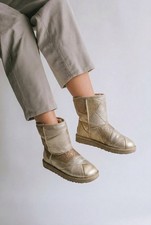 UGG Classic Glitter Patchwork Gold Boot SZ 4 Girls or SZ 6 Women