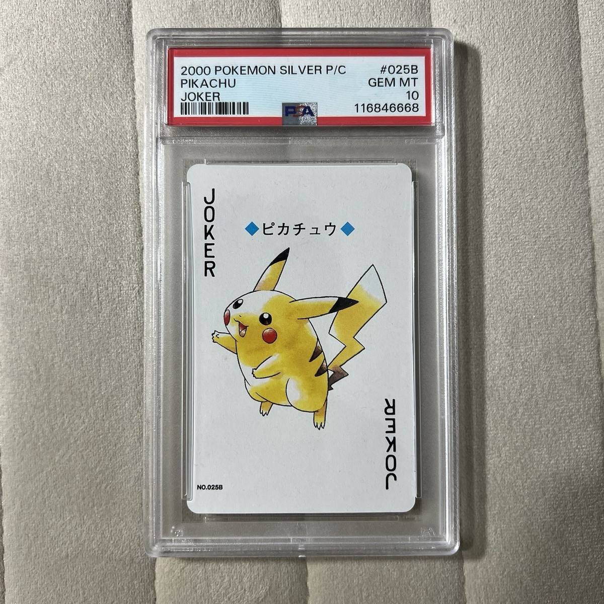 Pikachu PSA 10 Pokemon Silver Playing Card Joker #025B Poker