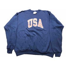 NWT Vintage Hanes Activewear Crewneck Sweatshirt Adult XL Navy Blue Fleece USA
