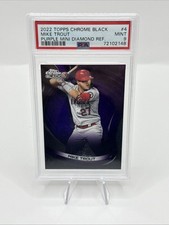 2022 Topps Chrome Black Mike Trout #4 Purple Mini-Diamond Refractor /150 Mint 9