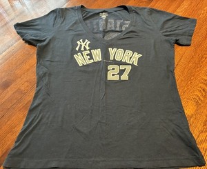 New York Yankees Giancarlo Stanton #27 Navy Blue Baseball Jersey V Neck 