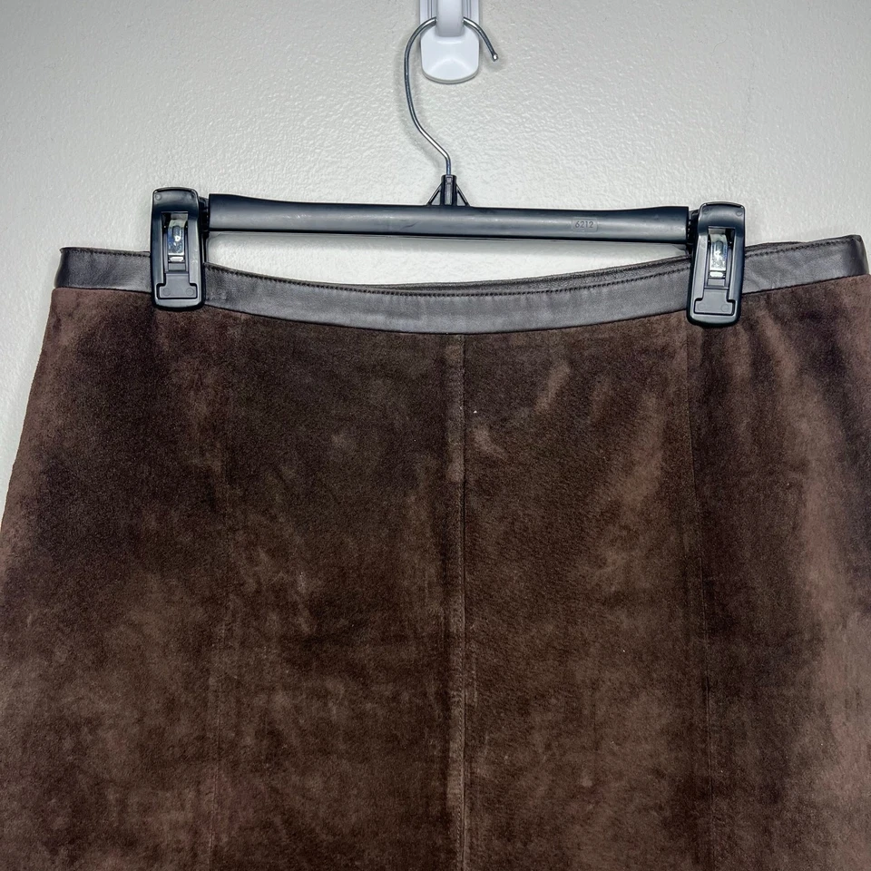 Falda halógena de cuero de gamuza marrón para mujer hasta la rodilla talla 10 Academia dinero antiguo Foto 2 de 4