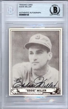 Eddie Miller Auto Signed 1986 1940 Play Ball Reprint Card 56 Boston Bees Beckett
