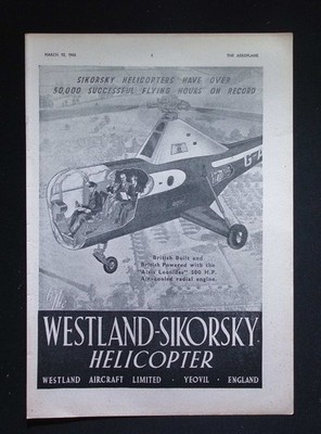 Original 1948 Reklame Westland-Sikorsky Hubschrauber British Powered Aircraft