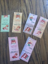 1963 Vintage  Matchbook Covers  Recipe Cards Collectible Lot Of 6