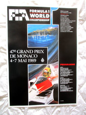 GRAND PRIX DE MONACO 1989 AFFICHE ORIGINALE NUMEROTEE N° 000522  FORMULE 1 F1