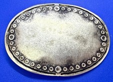 Textured Studded Border. Blank Hammered Look Center Oval Numbered Belt Buckle