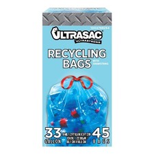 Drawstring Trash Bags 33 Gallon Large Heavy Duty Recycling Can Liners Blue 45