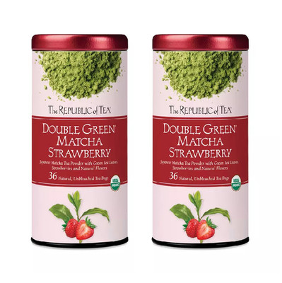 The Republic of Tea Double Green Matcha Tea Strawberry 36 count (pack-2)