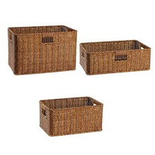 Rectangle Imitation Ratten Decorative Basket with Handles for Bathroom, Kitchen