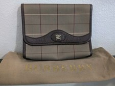 Authentic Burberry Brown Plaid Envelope Clutch With Dustbag Excellent