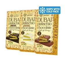 Dubai Chocolate Bar Variety 3-Pack Dark, Milk, White Pistachio Kunafa 21oz