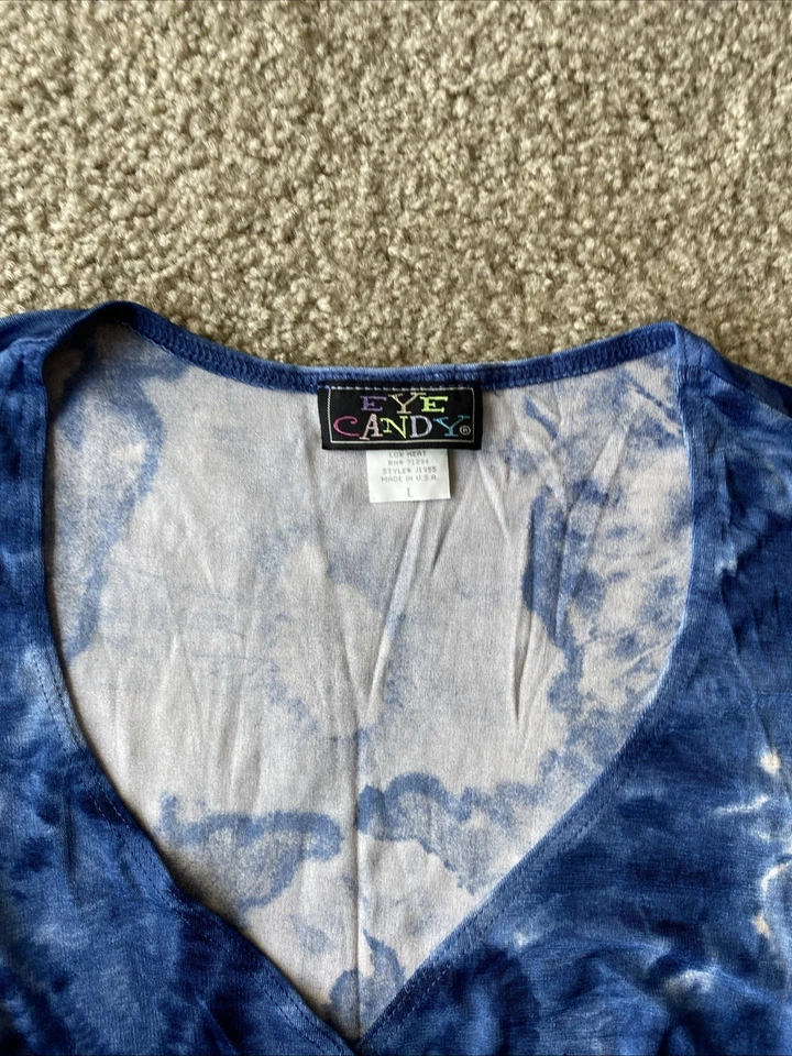 Blusa regata vintage corante azul doce para os olhos Y2K tamanho G - Imagem 2 de 3