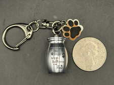 Dog Cat Pet Cremation Ashes Urn Key Chain Keepsake Paw Print Memorial Jewelry