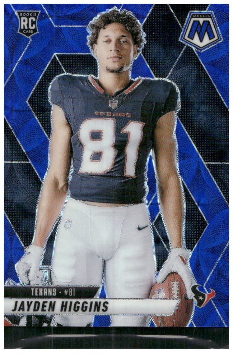 2025 Mosaic Blue Scope Prizm Variation Jayden Higgins #286 Texans RC