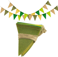 Wimpelkette Outdoor Wetterfest SalbeigrüN, 12M Wimpelkette Garten, Jute Wimpelgi