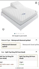 Moonsea Split Top Waterproof Mattress Pad King Size