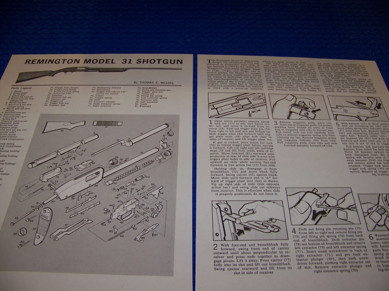 REMINGTON MODEL 31 SHOTGUN..TAKEDOWN/EXPLODED VIEW/PARTS LEGEND (176NN)