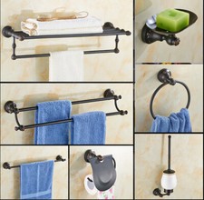 Black Oil Rubbed Bronze Bathroom Accessories Set Towel Rail Rack Wall Mounted