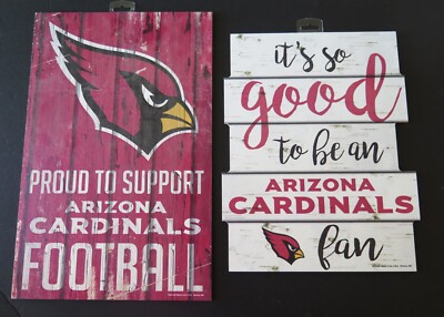 TWO (2) ARIZONA CARDINALS CLASSIC LOOK HARD WOOD SIGN FROM WINCRAFT