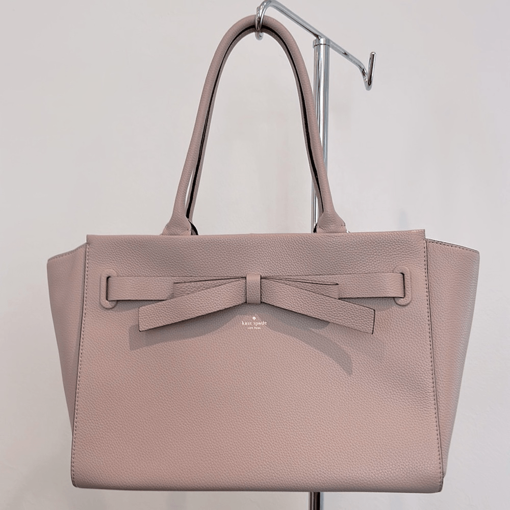 Kate Spade Mauve Pink Leather Satchel Handbag or Purse with Bow