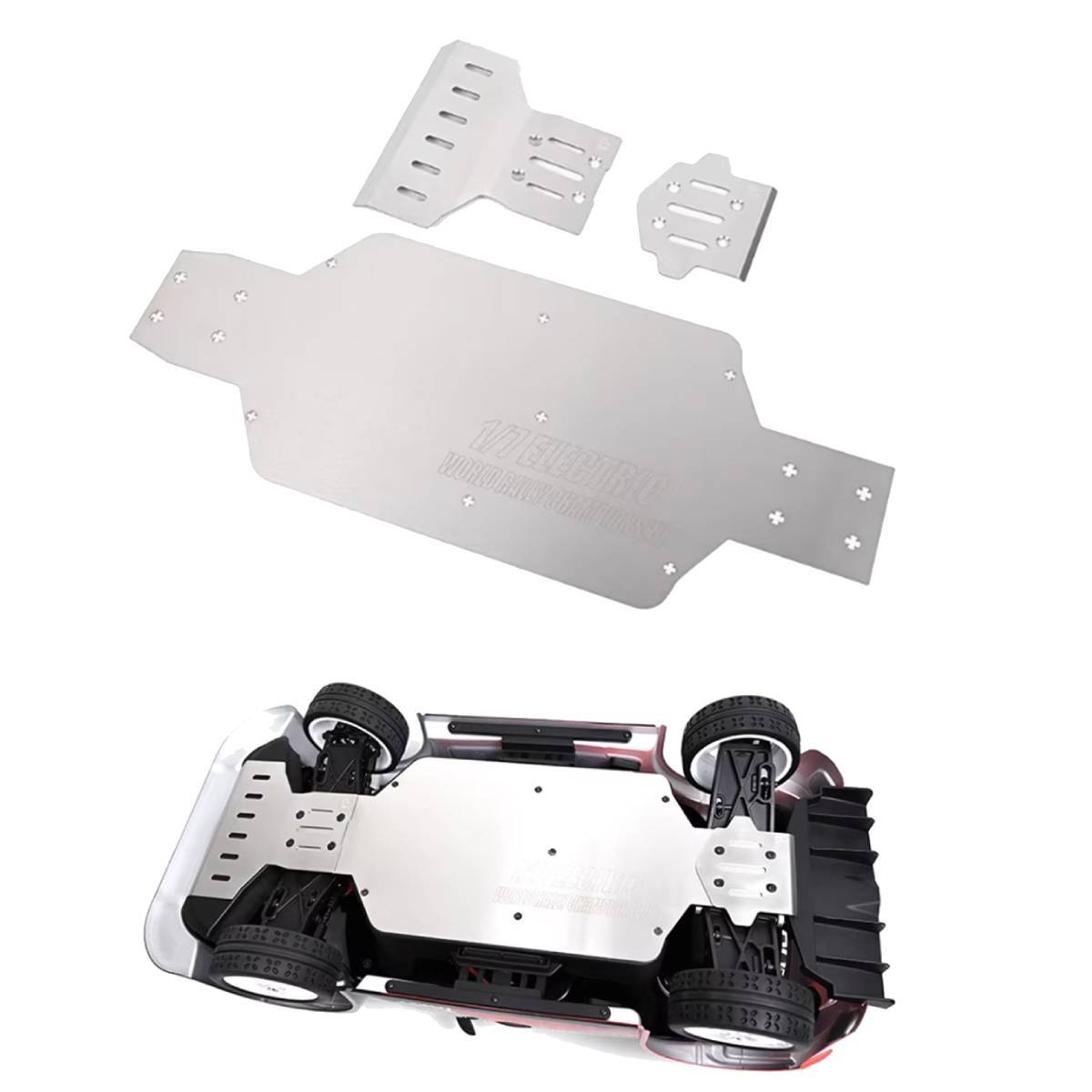 XBERSTAR Set Protezione Telaio In Acciaio Inox Per MJX Hyper Go 7303 1/7, Anteriore E Posteriore, Spessore 1,3mm