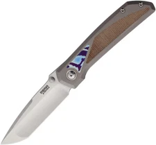 Pena Knives Mula Framelock Titanium & Brown Micarta Folding M390 Tanto Knife E59