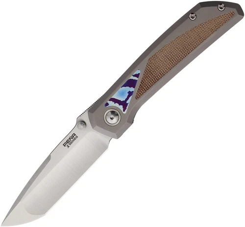 Pena Knives Mula Framelock Titanium & Brown Micarta Folding M390 Tanto Knife E59