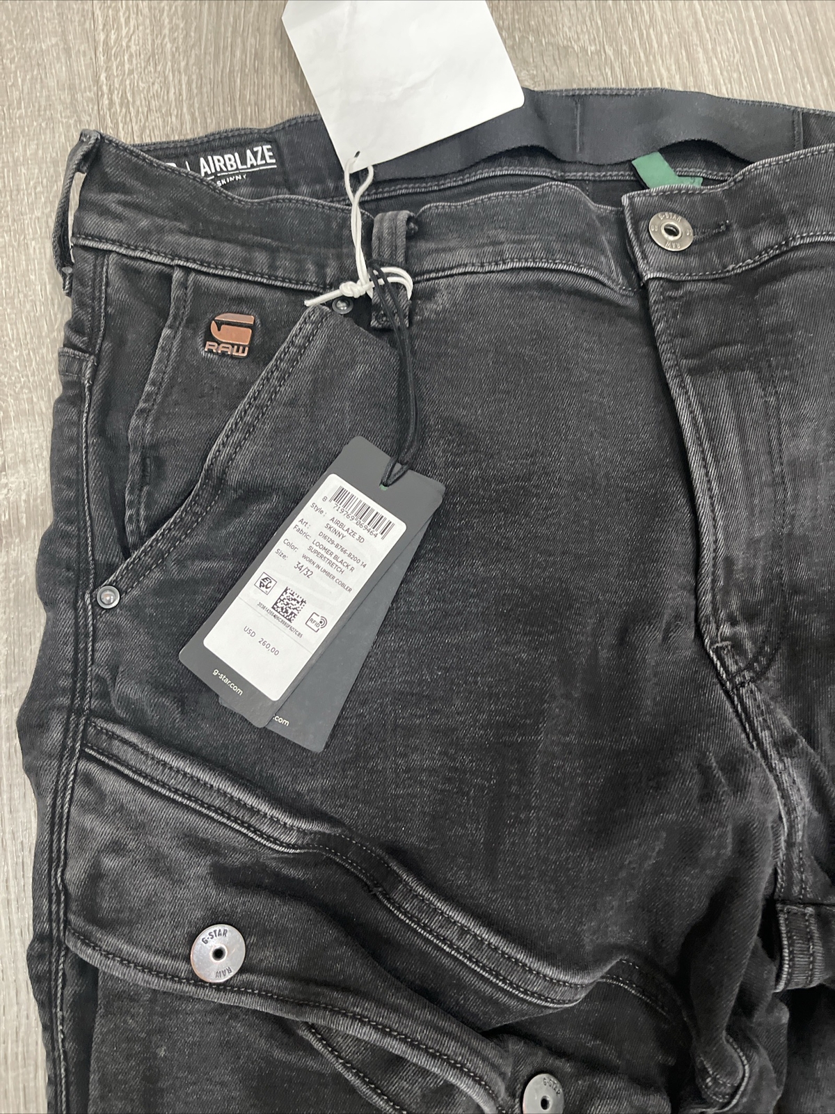 G-STAR RAW Airblaze 3D Skinny Jeans Men's 34X32 Black Mid Rise Thigh Pockets image 2