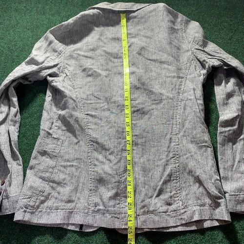 Duluth Trading Blazer Jacket Womens 10 MED Black Railroad Stripe Hemp Organic - Picture 6 of 11