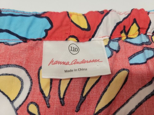 HANNA ANDERSSON Girls 110 5 6 Red Shift Dress Floral Ribbon Straps - Picture 7 of 8