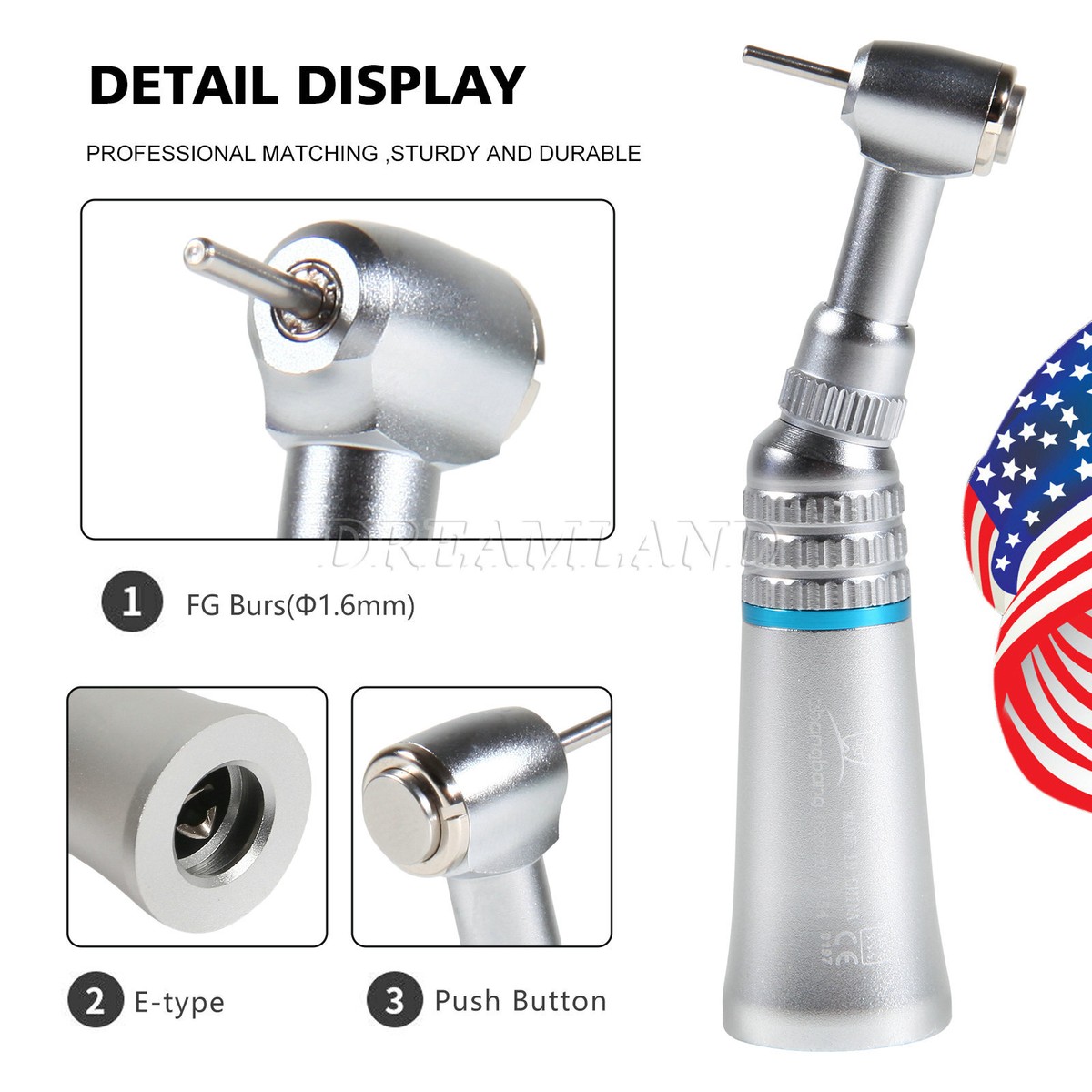 1/5/10Pcs Dental Low Speed Contra Angle Handpiece Fit FG1.6mm Burs/ 4H Air Motor