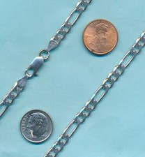 Highest Qual. Sterling Silver Mens/Boys Figaro Solid Chain Necklace 925 Italian