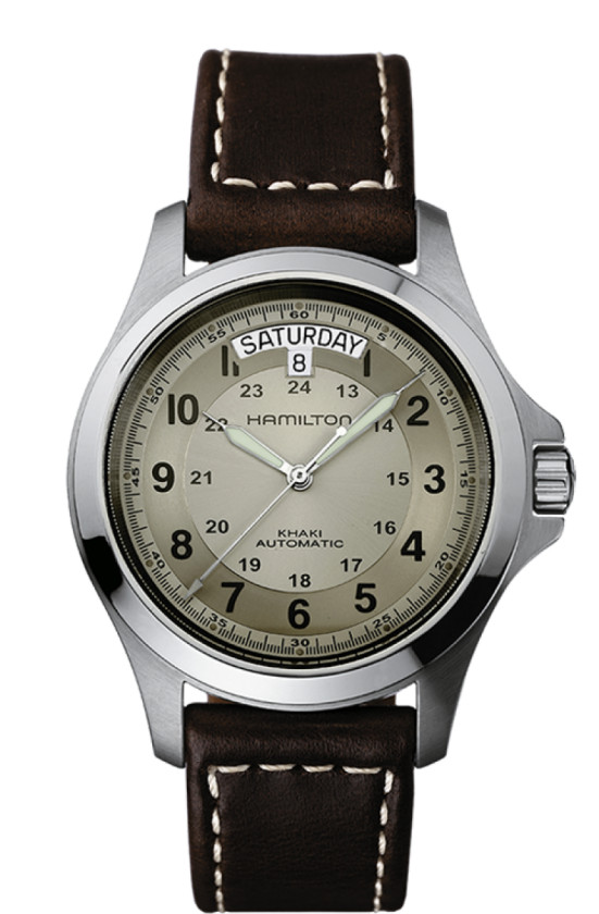 Hamilton Khaki Field King Auto Beige Dial Leather Band Men's Watch H64455523