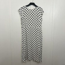 NWT LOFT womens dress polka dot black white size 14