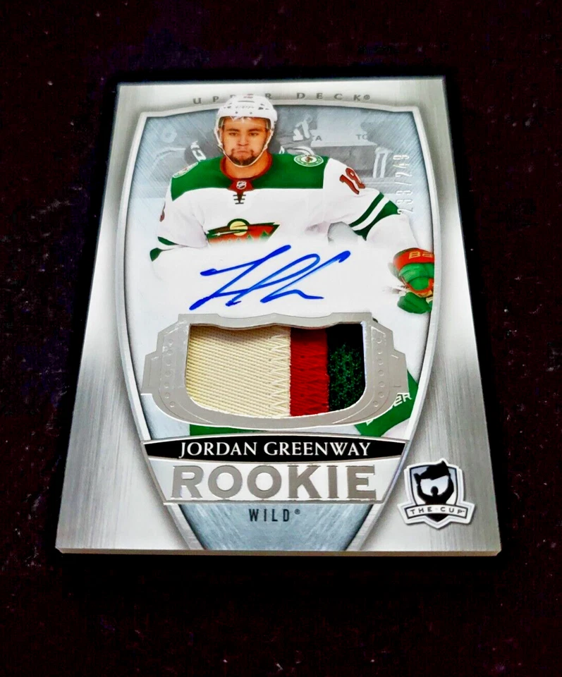 2018-19 Jordan Greenway The Cup Rookie Auto Patch /249 Beauty 3 Color Patch #96 - Image 2 of 4