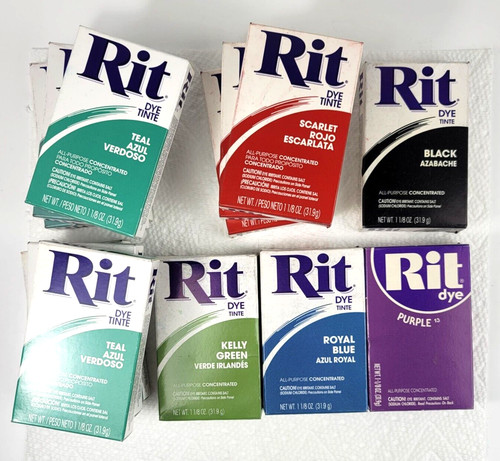 13 RIT Powder Dye Boxes 1-1/8 oz Fabric All Purpose Concentrated Various Colors