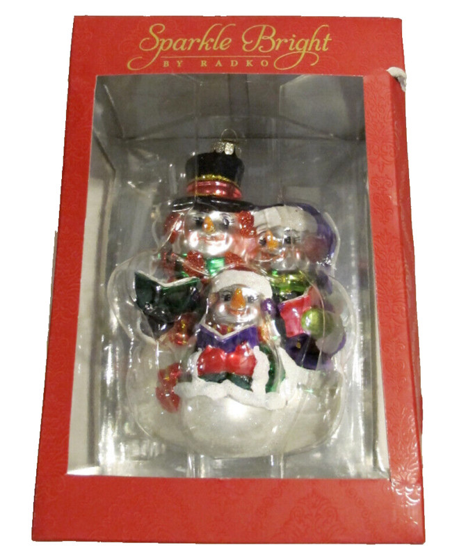 Christopher Radko Snowman Family Singing Carols Snow 5" Glass Christmas Ornament