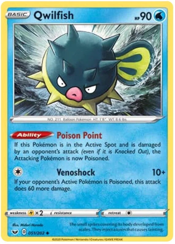 Qwilfish Pokemon TCG Card 051/202