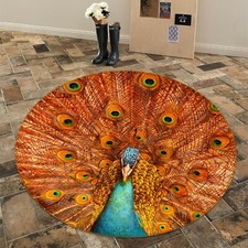 3D Orange Peacock B148 Animal Non Slip Rug Mat Elegant Photo Carpet Zoe