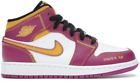 Nike Jordan Air 1 Athletic Shoes for Boys, Size 6.5 - Pink/Yellow/White