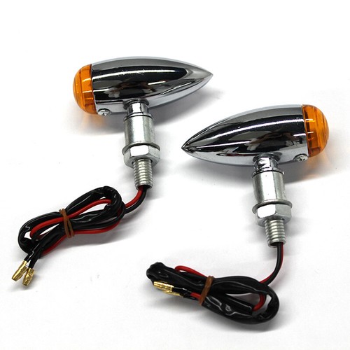 2x Mini Chrome Bullet LED Turn Signals Running Light For Harley Bobber Chopper - Picture 4 of 9