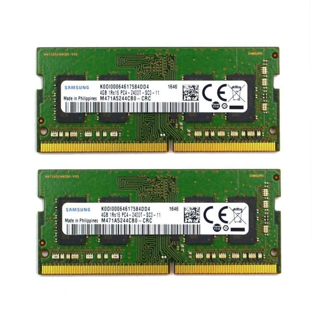 Samsung 8GB (2X4GB) DDR4 2400MHz PC4-19200 1RX16 SODIMM Memory