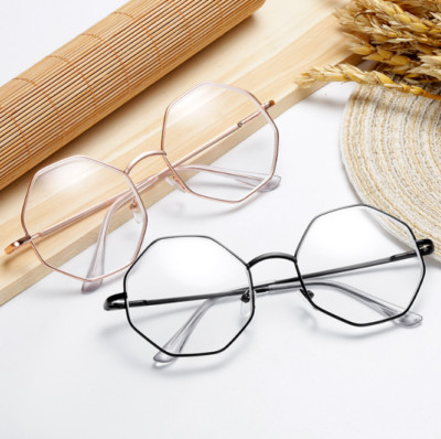Retro-Unisex-Brillengestelle Mit Klaren Gläsern Designer-Polygon-Oktagon-  