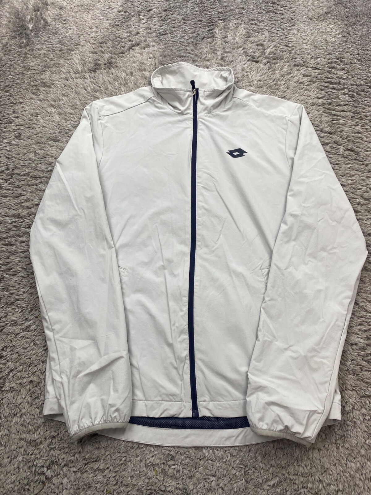 Chaqueta cortavientos Lotto para hombre pequeña gris diseño deportivo italiano cremallera completa forrada