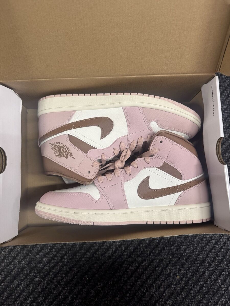 Nike Air Jordan 1 Mid Pink Oxford Brown BQ6472-620 Women's Nike Air Jordan 1 Mid Pink Oxford Brown BQ6472-620 Women's